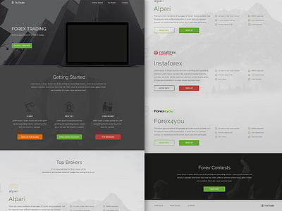 TBT: TheTrader dark finance grey landing page mockup tbt web design