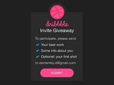 Invite Giveaway admit away draft dribbble form give giveaway invitation invite request