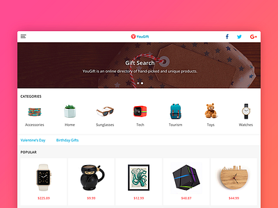 Product Feed clean design feed gift gradient product search shop store web