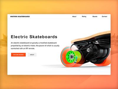 MOTOR SKATEBOARD board boosted electric intro landing page motor skate skateboard web design