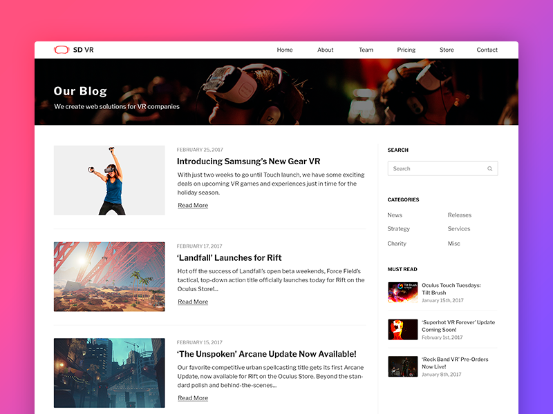 Blog layout by OUTLΛNE on Dribbble