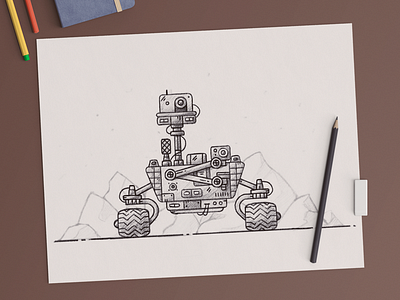 Mars Rover illustration land mars nasa pencil rover sketch space vehicle