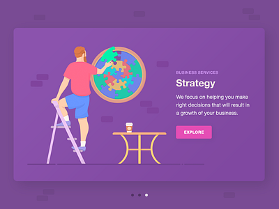 Strategy business design flat gradient illustration mockup purple service strategy ui web