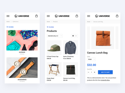Mobile Universe design e commerce ecommerce mobile responsive shop shopify single store theme universe web