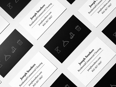 Business card design for Joseph Souther's cleaning company black and white brand identity brand identity design brand mark branding branding design business card business card design graphic design graphic icons illustration illustrations logo logo design logo design branding web design