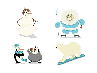 South Pole Characters antarctica characters illustration south pole