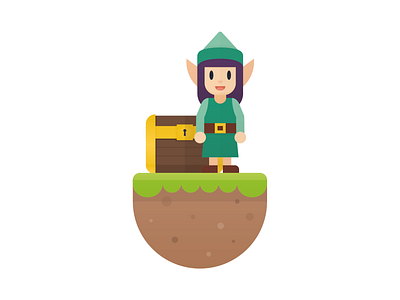 Elf education flat illustration platformer