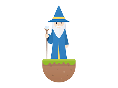 Floating Wizard education flat icon game illustration platformer wizards