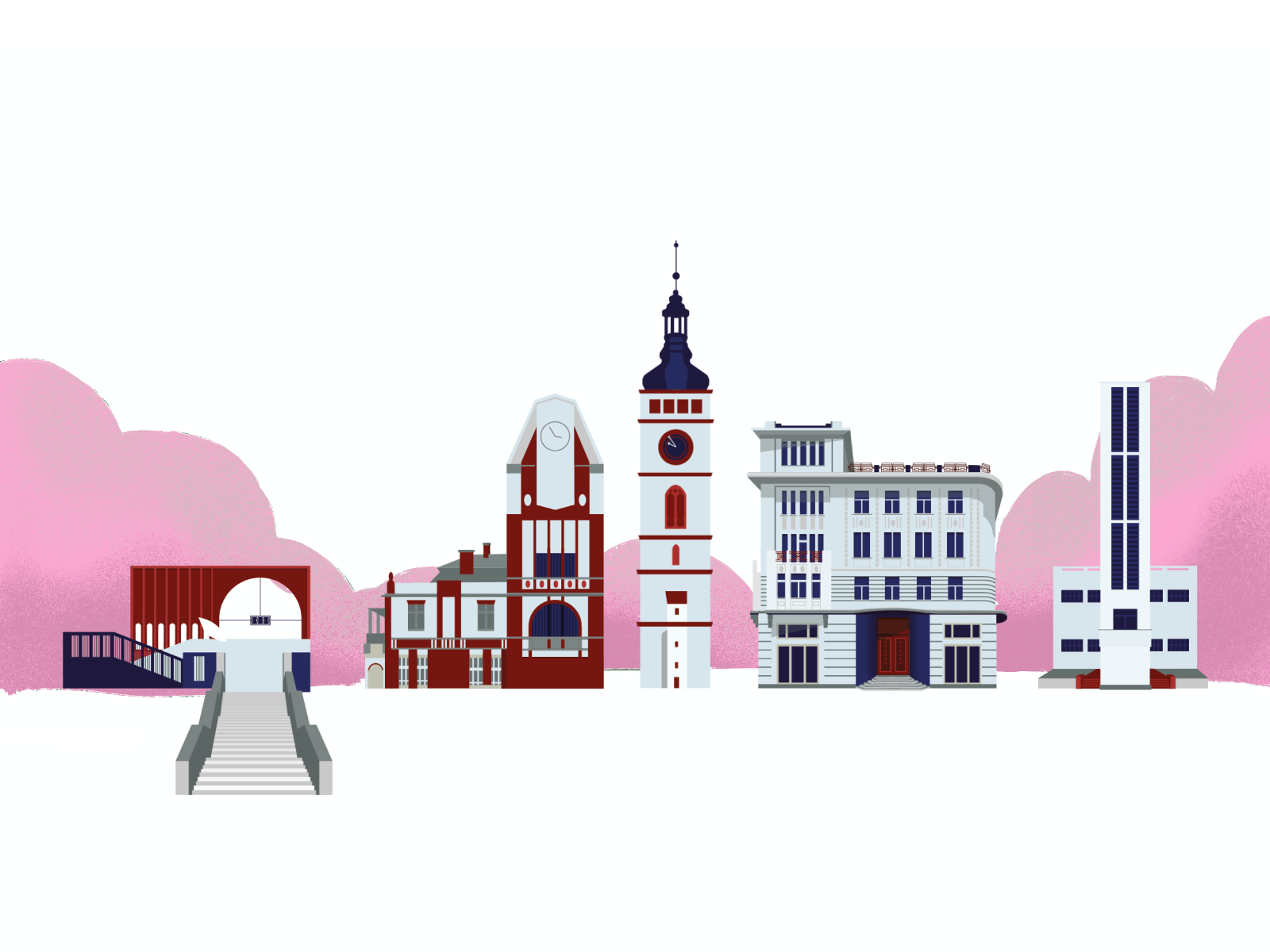 Buildings of Hradec Králové by Anna Ptáčková on Dribbble