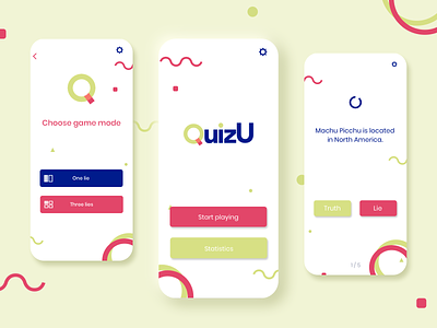 QuizU game app design game design mobile app mobile ui quiz sketch ui ux vector