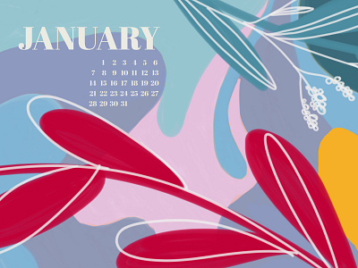 January 2019 calendar color illustration january procreate wallpaper wallpapers