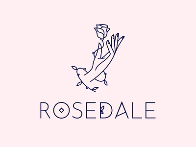 Rosedale art beauty beauty salon brand identity branding branding design design flower flower logo hand illustration logo logotype nail salon nails pink pink logo rose woman women
