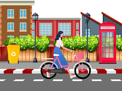 girl with bicycle adobe illustrator art bicycle bicycles branding design freedom girl girl illustration graphicdesign illustration illustration art like love vector women