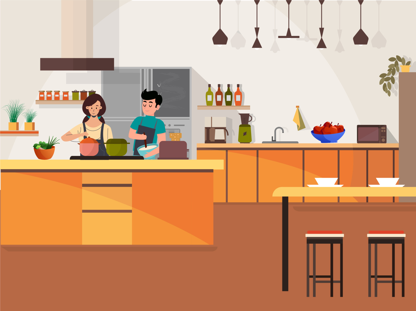 cooking couple by Tusi Das on Dribbble