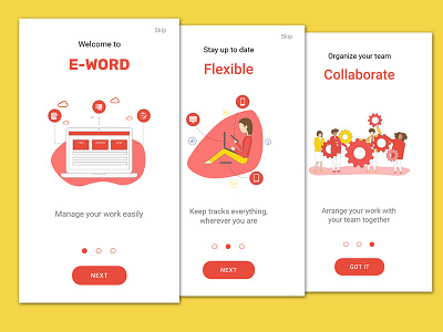 E-Word - Get Started android app clean app design design get started illustration mobile ui ui design