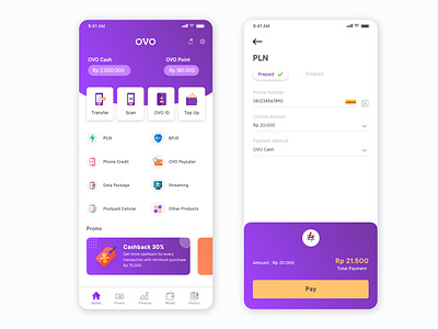 Ovo Redesign Concept app clean app design design financial gradient mobile payment ui wallet