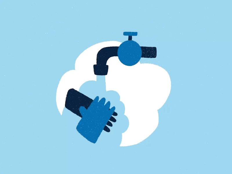 Water and soap animation hands illustration stay home wash