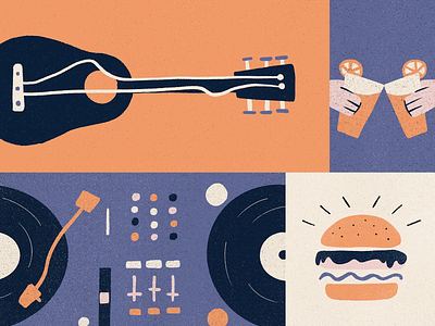 home party 2d design flat illustration music vector