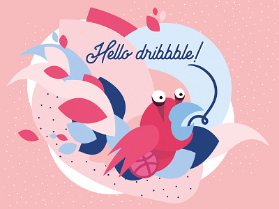 Hello Dribbble :) debut design dribbble first shot hello dribbble illustration pink web welcome