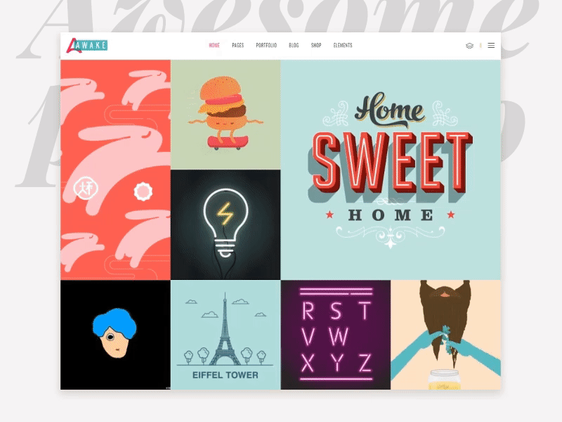 Awake agency animations clean colorful colors creative design art digital illustration layouts modern personal portfolio responsive shop showcase studio trendy vector web