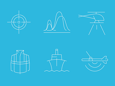 Next Geosolutions - icons boat data engineering factoria helicopter icon illustration jacket outline radar services website