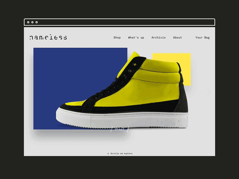 nmlss footwear - homepage colorblock design ecommerce factoria home menu navigation shop shopify slider