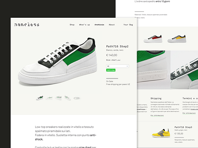 nmlss footwear - product sheet design ecommerce factoria minimal product sheet shop shopify