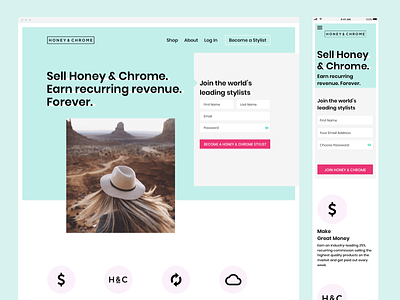 Honey & Chrome form sign up signup ui ux web design website