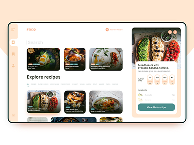 Recipes clean design flat food foodie minimal ui ux web website