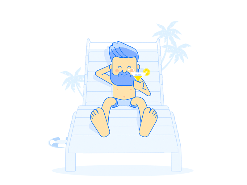 Vacation beach blue blue and white blue and yellow charcter chilling drinks looped rest seamless loop sunbath tequila vacation