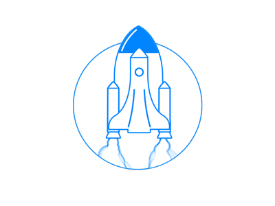 Rocket 2d animation after effect blue blue and white flat animation illustration looped mobile device rocket rocket launch
