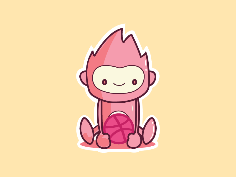 Dribbble Sticker Playoff art character clean design dribbble flat graphic illustration mascot pink sketch sticker