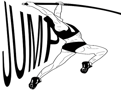 Jump activewear athletic black and white drawing olympics poster sketch text typography woman