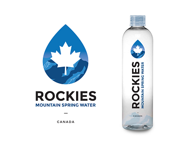 Rockies bottle design canada canadian logo design maple maple leaf mountain packaging design spring water water