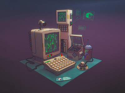 Old PC 3d blender blender3d blender3dart computer design illustration old computer pc