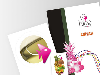 House Sushi and Grill bistro branding carte design
