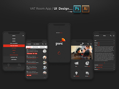 Pwc VAT Room app UI design