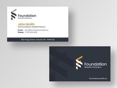 Foundation Wealth Partners Business Cards branding business card corporate design financial services gold graphic design grey id logo