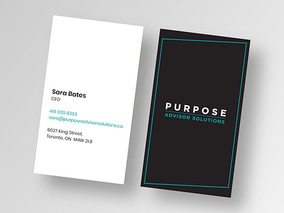 Purpose Advisor Solutions Business Cards black brand branding business card corporate design studio financial services graphic design id logo teal