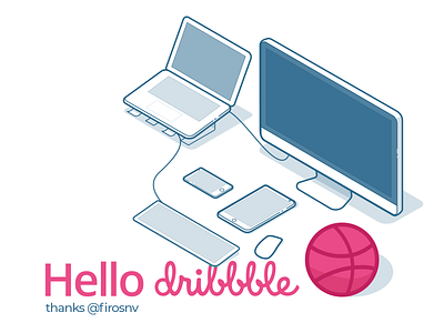 Hello Dribble branding creative design flat hello dribbble hello dribble icon illustration illustrator isometric isometric design isometric illustration isometric mockup outline ui ux vector web web design