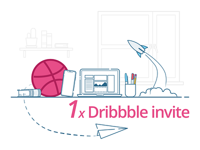 Win Dribbble Invite creative design dribbble flat giveaway illustration illustrator invite outline portfolio product ui ux vector