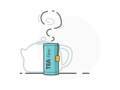 Tea Time - Colour creative design flat icon illustration logo outline product tea tea bag tea cup tea mug ui vector web