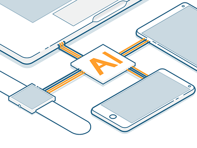 AI Powered Devices - work in progress ai creative design devices flat icon illustration illustrator isometric isometric design isometric illustration mobile outline product ui ux vector web