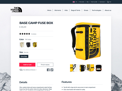 The North Face Product Page - new web ui