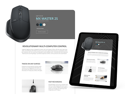 Logitech mouse - Product page UI