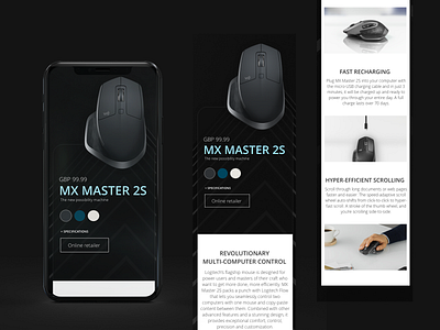 Logitech MX Master 2s - Mobile Product page UI creative design product product design product page ui ui ux ui design user interface ux web design
