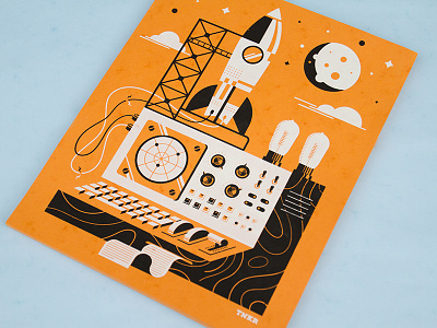 TNKR Boulder Startup Week Poster illustration machine poster rocket screen print startup