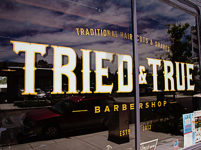 TRIED & TRUE Barbershop Branding barbarshop branding denver local logo shop type