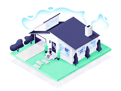 Wheelhouse House Illustration house illustration isometric midcentury startup trees