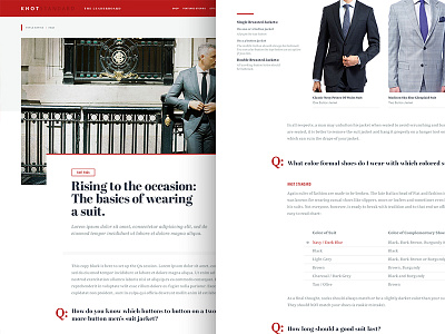 Knot Standard's "The Leaderboard" Blog blog layout menswear suit typography ui